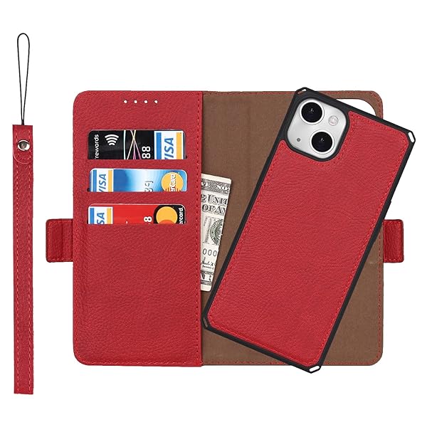 for iPhone 14 ケース手帳型 for iPhone14 背面カバー 分離式両用2way 取り外し自由 内蔵マグネット 携帯カバー 縄掛け 合成PUレザー+TPU 財布型カード収納 横開きスタンド機能 ストラップ付き スマホケース アイフォ