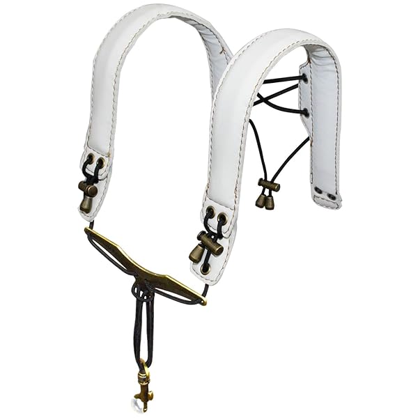 サックスストラップ サックス肩ひも レザーサックスショルダー 減圧 快適 楽器用肩ひも 手作り 柔らかい ハンドメイド サックス用ネックショルダーストラップ - 白