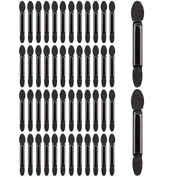 アイシャドウブラシ 50本入り メイクブラシ アイシャドウチップ 化粧ツール スポンジチップ 使い捨て 携帯用 ブラック