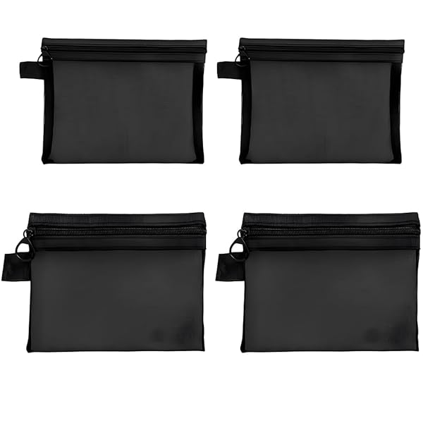 ポーチ4枚入り メッシュ化粧ポーチグレー メイクポーチ 吊り下げ 持ち運び 多機能