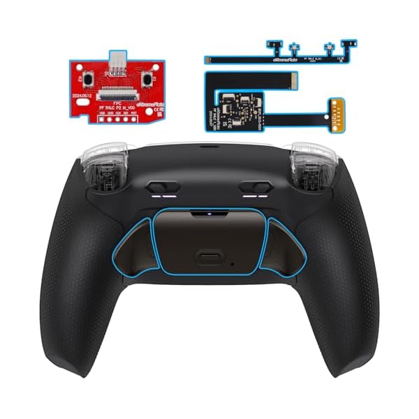 ps5コントローラーBDM-010/020対応RISE Plus MAX RMBバックパドルキット、クリッキートリガーストップ＆ラバーグリップ付き、ps5コントローラー対応用リマップ可能なリアルメタル背面ボタンキット-コントローラーは含まれていません
