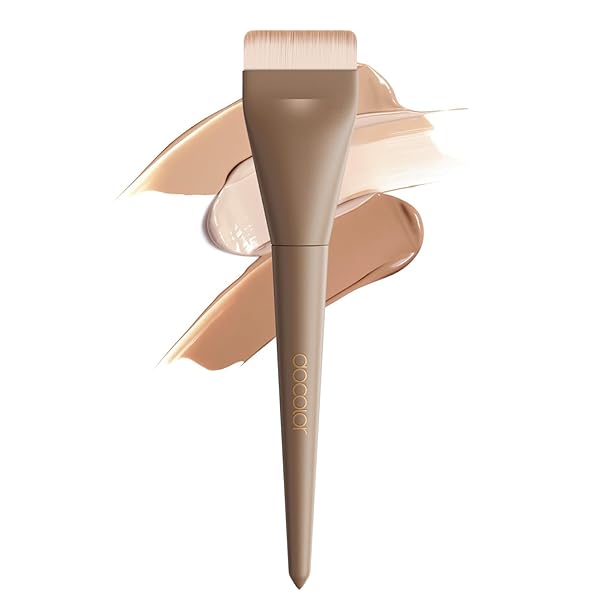 ドゥカラー ファンデーションブラシ メイクブラシ 人気 平型 極細 化粧ブラシ リキッドファンデ 茶色 ブラウン 繊維毛 柔らかい 使いやすい 化粧道具 携帯便利