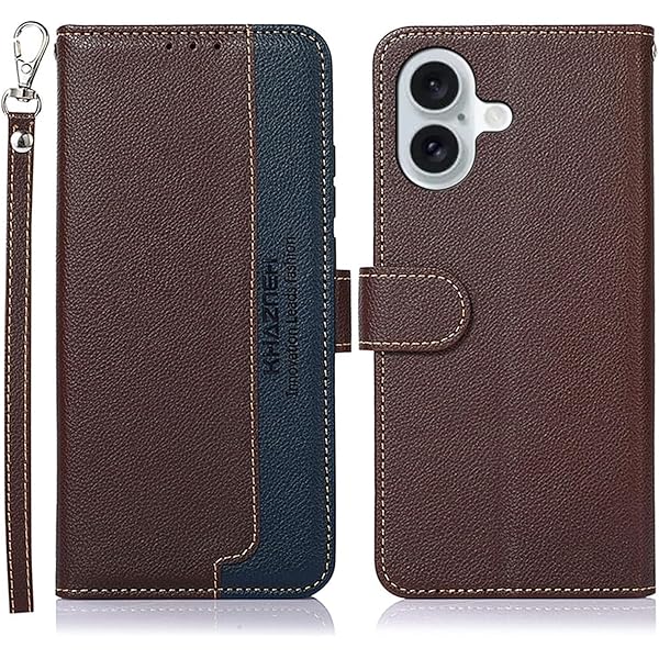 For iPhone 17 ケース 手帳型 for アイフォン 17 カバー 財布型 ストラップ付き [RFIDブロッキング] 高級PUレザー マグネット開閉式 カード収納 横置きスタンド機能 耐衝撃 人気 便利 おしゃれ ブラウン