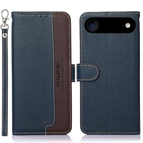 For iPhone Air ケース 手帳型 アイフォン エア カバー 財布型 ストラップ付き [RFIDブロッキング] 高級PUレザー マグネット開閉式 カード収納 横置きスタンド機能 耐衝撃 人気 便利 おしゃれ ブルー