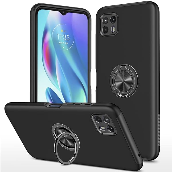 For MOTO G50 5G ケース リング スタンド機能 カメラ保護 薄型 motorola g50 5g カバー (Moto G50 5G, ブラック)