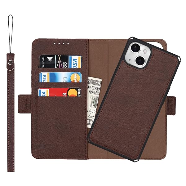 for iPhone 14 ケース手帳型 for iPhone14 背面カバー 分離式両用2way 取り外し自由 内蔵マグネット 携帯カバー 縄掛け 合成PUレザー+TPU 財布型カード収納 横開きスタンド機能 ストラップ付き スマホケース アイフォ