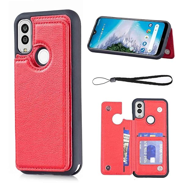 For Android One S9/One S10/DIGNO SANGA edition KC-304 ケース 背面手帳型 軽い薄い 純色 レザーケース（レッド）アンドロイド ワンs9/s10 ディグノsanga kc304 ケースカード入れ 片