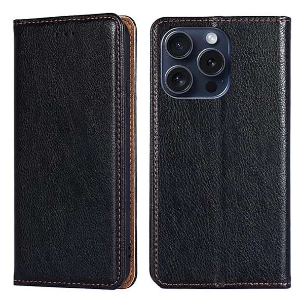 for iPhone 15 Pro ケース 手帳型 for アイフォン15 プロ カバー 上品 高級PUレザー 横置きスタンド機能 カード収納 2枚 人気 マグネット搭載 耐衝撃 全面保護 シンプルカバー 便利 ハンドメイド 高質感皮革 おしゃれ