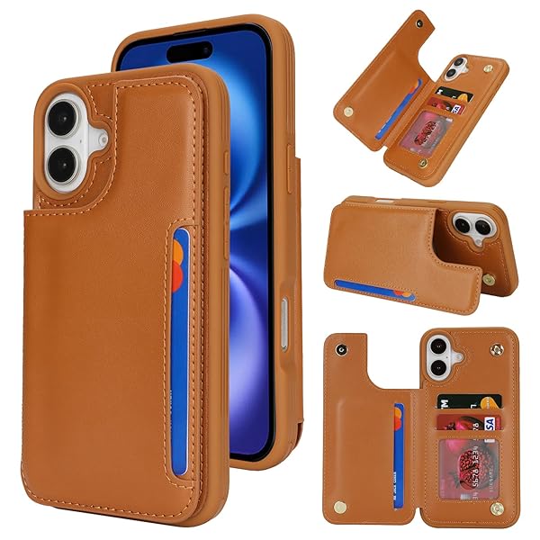 for iP16 背面ケース 翻盖型 ICカード収納 アイフォン16 カバー 財布背面 手帳ケース 収納付き 磁気クラスプ 小銭入れ IC カード収納 財布型 実用 横置き機能 防塵 for iPhone 16 ケース 背面収納 携帯カバー【選べる1