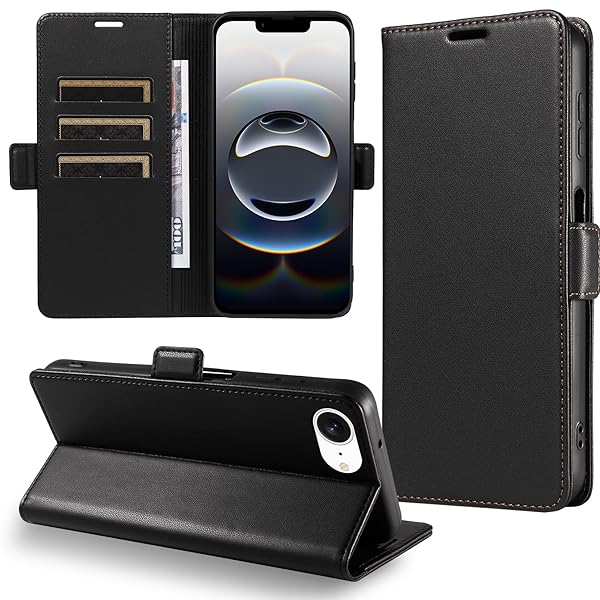 For iPhone 16E ケース 手帳型 (6.1インチ) iPhone SE4 ケース マグネット開閉式 耐衝撃 あいふぉん16eケースに対応 スマホケース 財布型 カードポケット付き 携帯カバー 用 アイホン 16E 手帳ケース ビジネス風