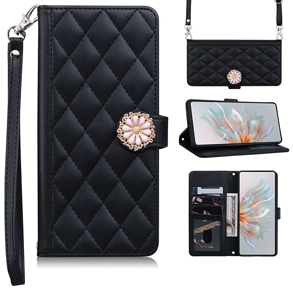 For FCNT らくらくフォン F53E ケース 手帳型 らくらくほん F-53E ケース らくらくホンF-53E 手帳型ケース 財布型 FCNT Rakuraku F-53Eカバー 肩掛け 斜めかけ ストラップ付き 女性 らくらくほん F-53