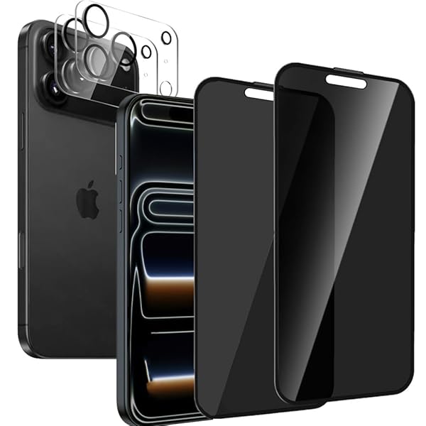 【360°覗き見防止 2+2枚セット】 for iPhone 17 Pro Max ガラスフィルム(2枚) + カメラフィルム(2枚) 対応アイフォン 17 P...
