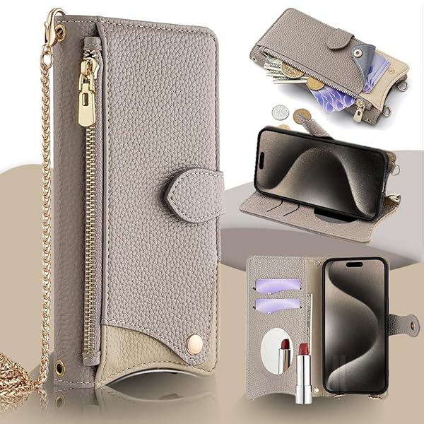 for Galaxy A25 5G ケース 手帳型 SC-53F SCG33 スマホケース 財布型 カバー ギャラクシーA25 5G 携帯ケース マグネット留め 鏡付き 銭入れ マグネット式 化粧鏡 カード収納 斜めがけ ストラップ 首掛け PUレザ