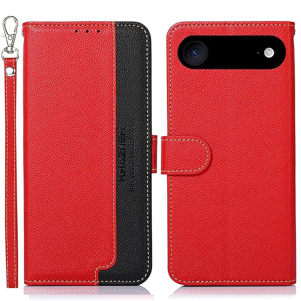 For iPhone Air ケース 手帳型 アイフォン エア カバー 財布型 ストラップ付き [RFIDブロッキング] 高級PUレザー マグネット開閉式 カード収納 横置きスタンド機能 耐衝撃 人気 便利 おしゃれ レッド