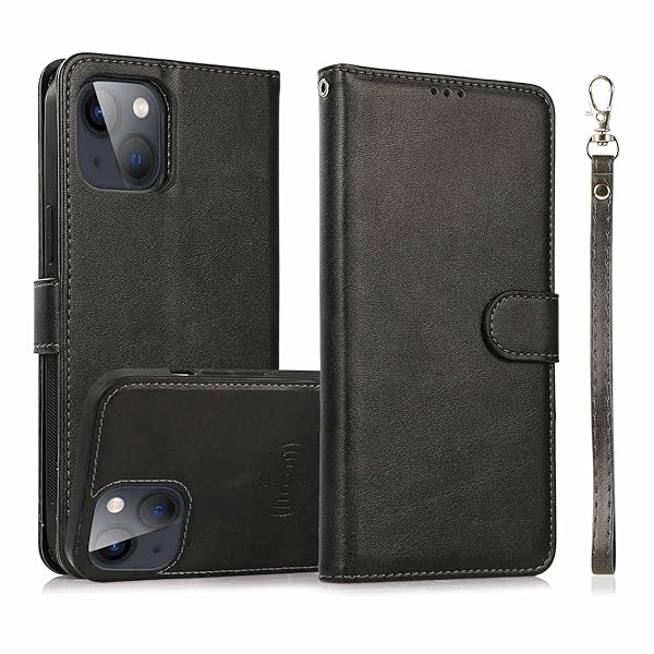 for iPhone 15Plus 手帳型 ケース 2in1分離式 スマホケース 財布型 カバー 分離式 アイフォン 15Plus ケース 両用2way 取り外し自由 携帯カバー (XRF-XNW15Plus-hei)