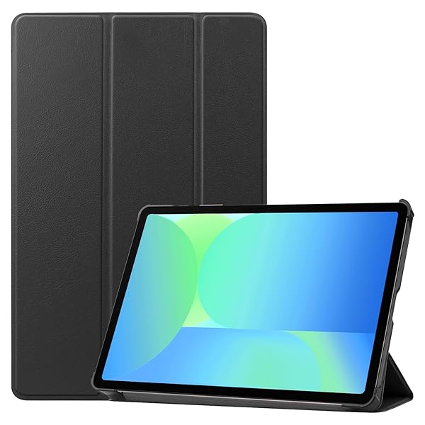 For Galaxy Tab S10 FE Plus ケース 13.1インチ タブレット 保護ケース 高級PU 全面保護 調節可能 防水防汚 衝突防止 薄型軽量 良い手触り 長持ち スタンド機能付き タブレット ケース (ブラック)