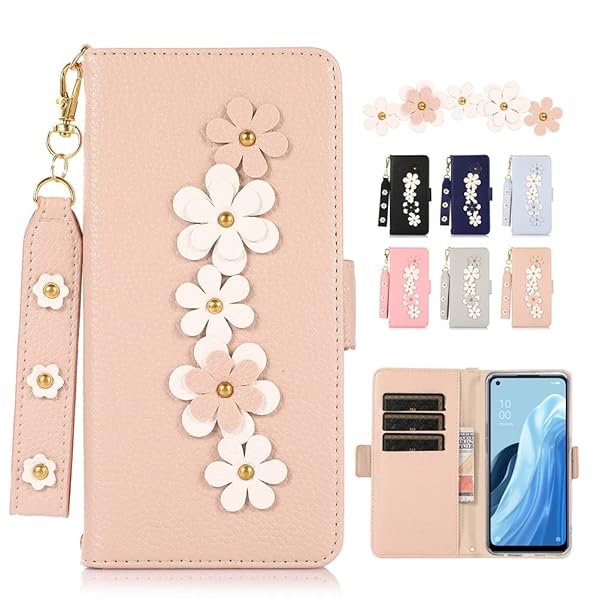 OPPO Reno7 A ケース 手帳型 Reno9 A ストラップ付き OPPO Reno9A 手帳型 スマホケース Reno7A au OPG04 Y!mobile ワイモバイル カバー オッポ リノ7a レノ9 A ケース 手帳型 かわいい