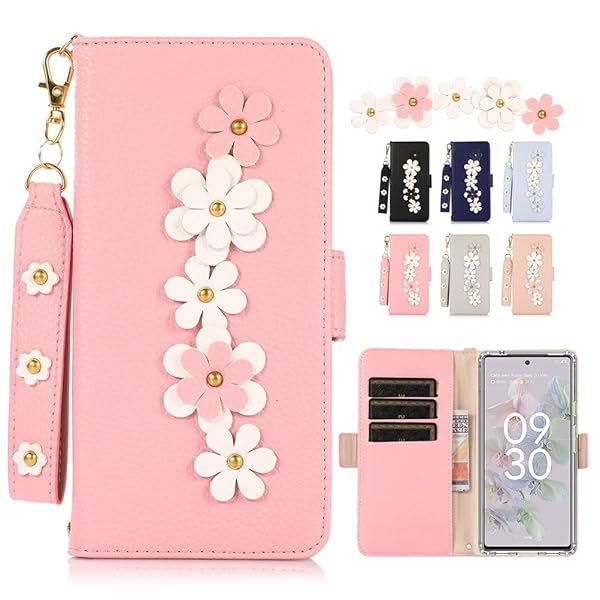 Google Pixel 6A カバー 手帳型 ストラップ付き グーグル ピクセル6A 5g ケース Pixel6A スマホケース グーグル6A au Google Pixel 6a 携帯ケース 手帳型 かわいい 財布型 レザー製花 上級おしゃれ