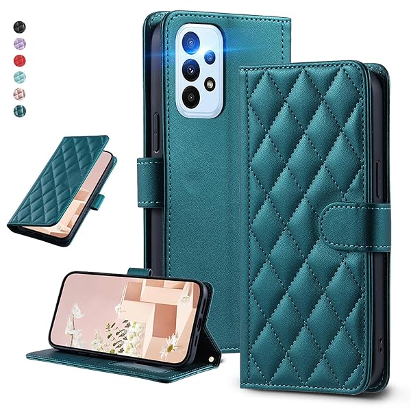 UnivoColors Galaxy A53 5G (SCG15) キルティングレザー調 手帳型ケース エレガント 高質PU マグネット開閉式 カード収納機能 スタンド機能 液晶全面保護 レンズ保護 ストラップ付属(グリーン)