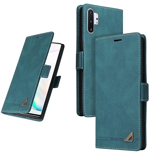 UnivoColors Galaxy Note 10 Plus(SC-01M/SCV45) 手帳型ケース 高級合皮 スタンド機能 カード収納 マグネット式 TPUソフトカバー 全面保護 カメラ保護 衝撃吸収 RFIDブロッキング おしゃれ カバー(青