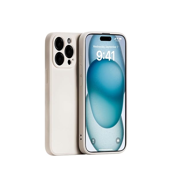 iPhone 15 Pro シリコンケース レンズ全面保護 (ベージュ)