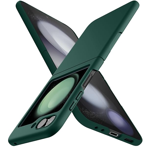 Galaxy Z Flip5 ケース 薄型 人気 軽量 黄ばみ防止 SC-54D/SCG23 スマホケース 衝撃吸収 PC素材 シンプル ハード サムスン レンズ保護 衝撃吸収 耐久 人気 携帯カバー フォレストグリーン -15-ZFLIP5-11