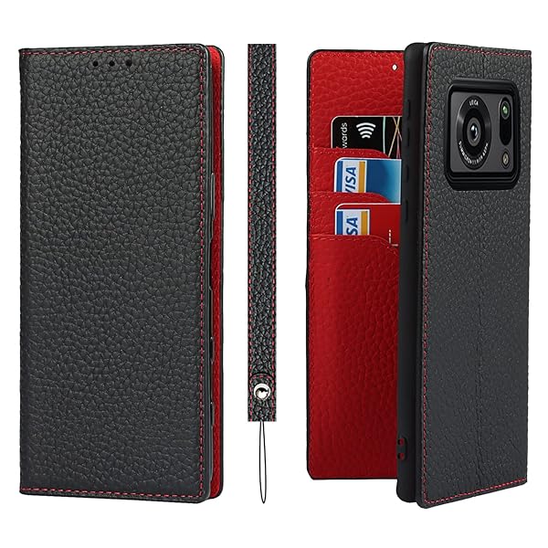 AQUOS R6 ケース SH-51B ケース AQUOS R6G ケース 手帳型 ストラップ 本革 SH-M22 au A101SH シャープ Sharp アクオス r6/r6g docomo 耐衝撃 カバー SoftBank カード収納 スタンド