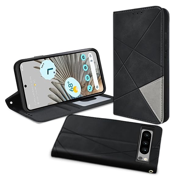 Google Pixel 8 Pro ケース 手帳型 カード収納 スタンド機能 ピクセル8 Pro スマホケース 財布型 カード 耐衝撃 ストラップホール レザー 携帯カバー 便利 多機能 コイン収納 耐久性 耐摩擦 （ブラック）