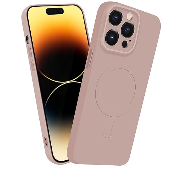 iPhone 14 ProMax MagSafe対応 シリコン ケース イフォン 14ProMax マグネット搭載 ワイヤレス充電 スマホケース 耐衝撃 全面保護 ストラップホールバンパー いpほね14 人気 薄型 いphone カバー ピンク