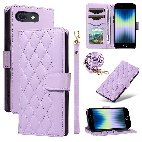 iPhone SE3 用 ケース 手帳型 通用 iPhone SE2, iPhone 6/6s/7/8 ケース 対応 iPhone SE 第3世代ケース ショルダー アイフォンSE ケース 手帳型 肩掛け 人気 財布型 カード収納 耐衝撃 ストラップ