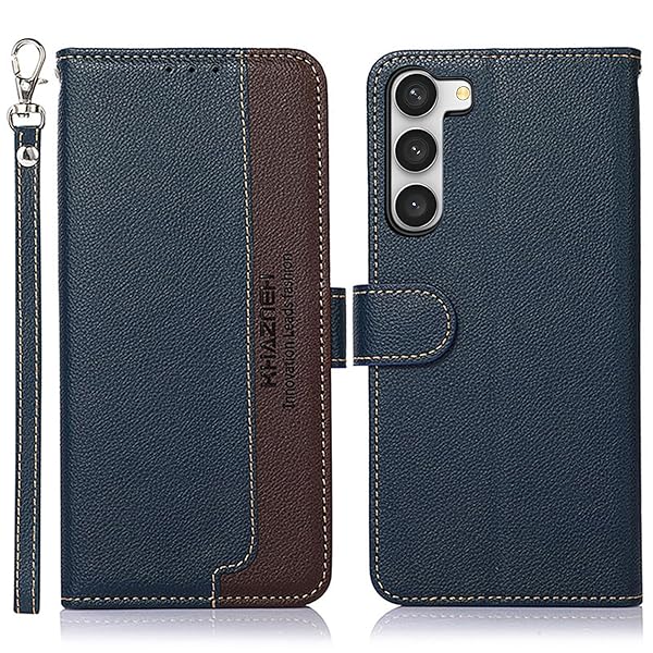 Galaxy S25 Ultra ケース 手帳型 ギャラクシー S25 ウルトラ カバー 財布型 ストラップ付き [RFIDブロッキング] 高級PUレザー マグネット開閉式 カード収納 横置きスタンド機能 耐衝撃 人気 便利 おしゃれ ブルー