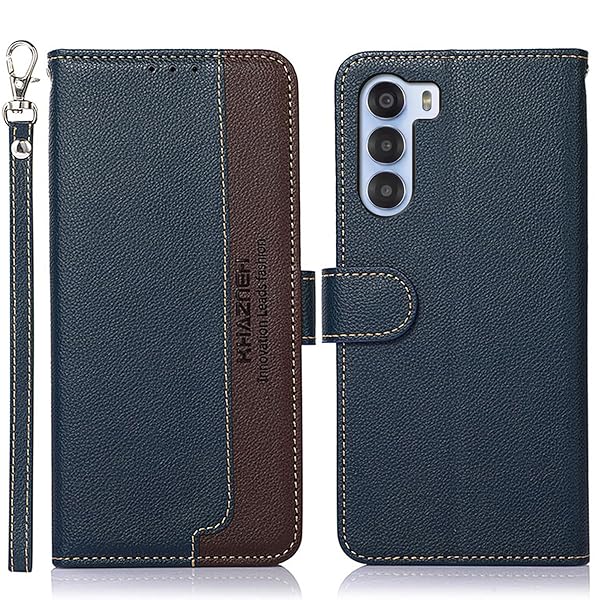 Nubia S 5G ケース 手帳型 Nubia S 5G A403ZT カバー 財布型 ストラップ付き [RFIDブロッキング] 高級PUレザー マグネット開閉式 カード収納 横置きスタンド機能 耐衝撃 人気 便利 おしゃれ ブルー