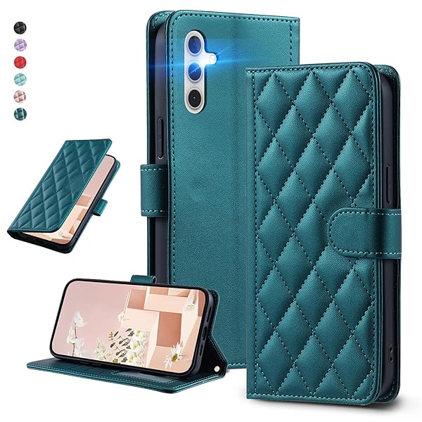 UnivoColors Galaxy A36 5G(SC-54F)キルティングレザー調 手帳型ケース エレガント 高質PU マグネット開閉式 カード収納機能 スタンド機能 液晶全面保護 レンズ保護 ストラップ付属(グリーン)