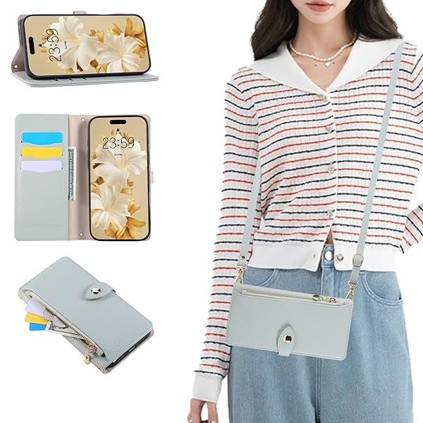 OPPO Reno11 A ケース 手帳型 OPPO Reno11A CPH2603 ケースカバー 携帯カバー 財布型 ファスナー PUレザー カバー スタンド機能 マグネット式 ショルダーストラップ付き ポータブル スマホケース OPPO Reno