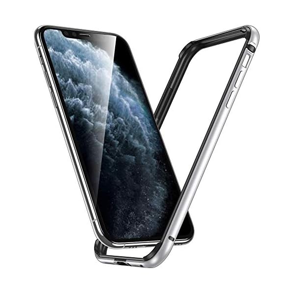 iPhone 11 Pro Max ケース/iPhone 11 Pro Maxバンパー アルミバンパー レンズ保護 耐衝撃 ストラップホール付き [アルミ+シリコン 二重構造] 6.5インチ 軽量 一体感 アイフォン 11 Pro Max專用スマホケ