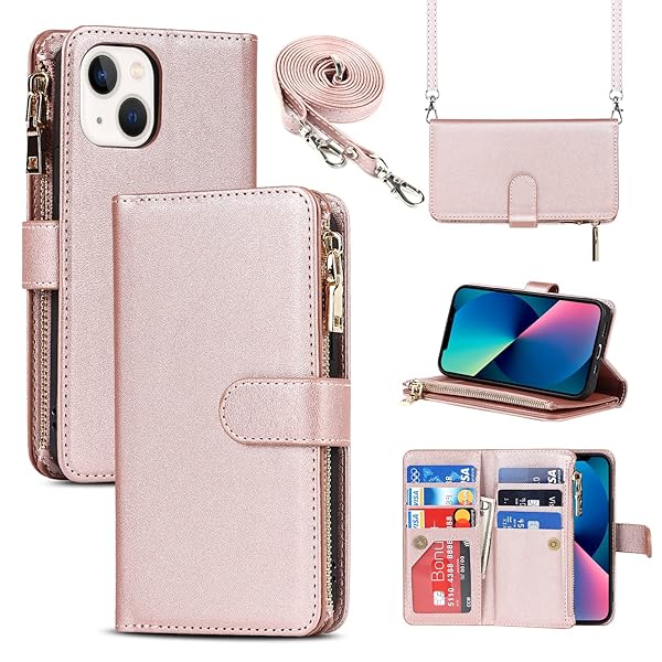 iPhone 13 ケース 手帳型 iphone13 ケース iphone13 カバー合成PUレザー 財布型 スマホケース カード収納 内蔵 マグネット 留め具装備 横置きスタンド 機能 PUレザー 小銭入れ ジッパーポケット付き 全面保護 耐久性