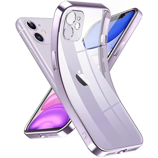 クリスタル クリアな電話ケース対応iPhone 11，[カメラレンズ保護][シリコン高精細透明][黄変しない][極薄でソフトな素肌感覚][耐衝撃]アイフォン 11 スマホカバー衝突防止エアバッグ付き，6.1インチ（ パープル）