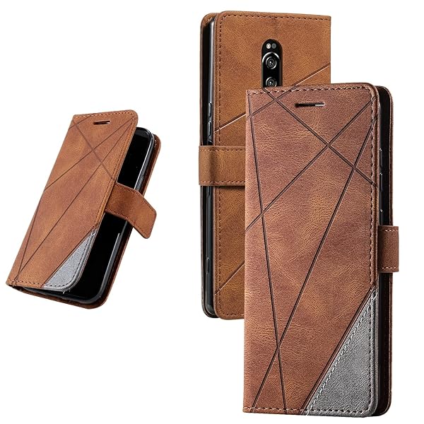 UnivoColors Sony Xperia 1（SO-03L/SOV40）手帳型ケース カード収納 スタンド機能 サイドマグネット TPUケース 軽量 ストラップ付き 横置き機能 防指紋 レンズ保護 全面保護 (ブラウン)N