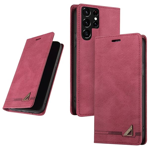 UnivoColors Galaxy S22 Ultra 5G（SC-52C/SCG14） 手帳型ケース 高級合皮 スタンド機能 カード収納 マグネット式 TPUソフトカバー 全面保護 カメラ保護 衝撃吸収 RFIDブロッキング おしゃれ カバー(ワ