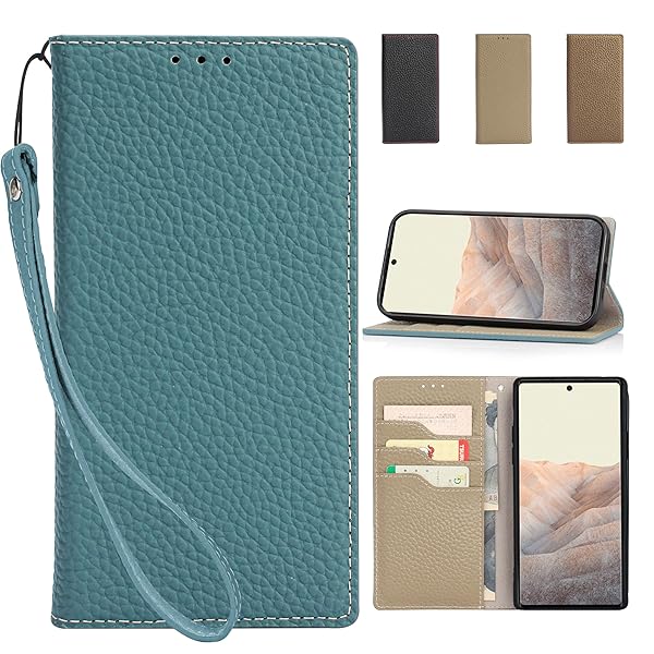 CLICSUN Google Pixel 6a 対応ケース 高級 牛本革 Pixel 6a 対応ケース 手帳型 グーグル ピクセル 6aカバー 本革 レザー カバー 全面保護 衝撃吸収 スタンド機能 ストラップ付き マグネット式 カードポケット ギフ