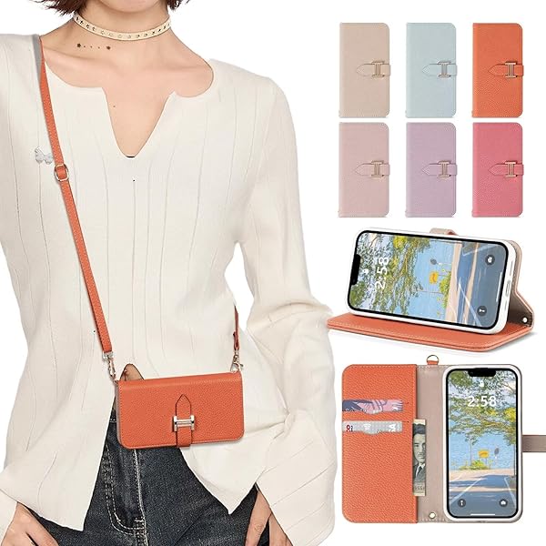 iPhone 16PRO ケース 手帳型 ショルダー アイフォン 16Pro スマホストラップ 斜めがけ ケース 手帳型 iphone 16プロ ショルダー 肩掛け カード収納 ファッション シンプル 財布型 アイフォン 16PRO ケース 手帳型