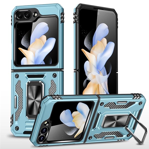 Galaxy Z Flip6 用 ケース リング付き SC-54E 用 ケース スライド式カメラプロテクター付き PC 米軍MIL規格取得 耐衝撃 スタンド機能 車載ホルダー対応 擦り傷防止 滑り止め 格好いい おしゃれ 人気 ギャラクシー Z フリ