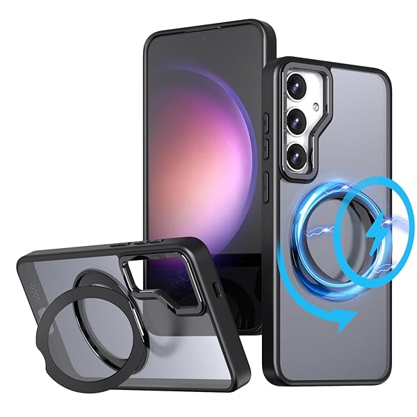 Galaxy S25 / SC-51F / SCG31 専用 ケース 360° 回転リング MagSafe ギャラクシーs25 カバー ワイヤレス充電 リング ぎゃらくしーs25 携帯ケース マグセーフ対応 galaxys25 スマホケース 縦横無尽