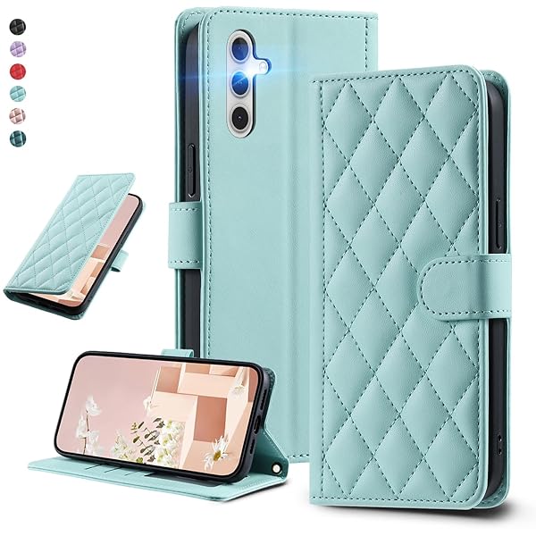 UnivoColors Galaxy A36 5G(SC-54F)キルティングレザー調 手帳型ケース エレガント 高質PU マグネット開閉式 カード収納機能 スタンド機能 液晶全面保護 レンズ保護 ストラップ付属(ミントグリーン)