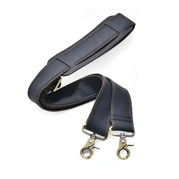 マイクロファイバーレザー ショルダーベルト メンズ 肩パッド付 太め ストラップ 約85cm～約135cm 長さ調節可能 メンズ ショルダー 肩掛け 斜めがけ レザー 超耐久性 肩掛けひも - ショルダーバッグ・PC バッグ・カメラケース・ビジネスバ