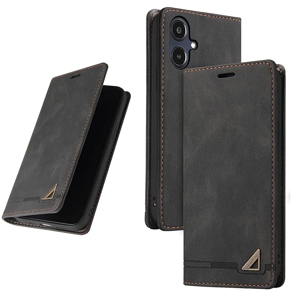 UnivoColors Galaxy A25 5G(SC-53F/SCG33) 手帳型ケース 高級合皮 スタンド機能 カード収納 マグネット式 TPUソフトカバー 全面保護 カメラ保護 衝撃吸収 RFIDブロッキング おしゃれ カバー(ブラック)