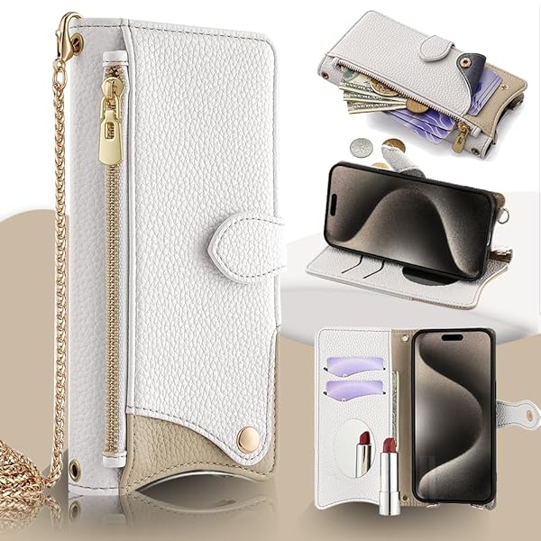 用の iPhone 17 ケース 手帳型 財布型カバー アイフォン17 ケース マグネット留め 鏡付き 銭入れ マグネット式 化粧鏡 カード収納 斜めがけ ストラップ 首掛け PUレザー 肩掛け 横置きスタンド機能 携帯カバー 全面保護 ファッション