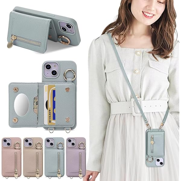 対応 17 AIR ケース 手帳型 ショルダー おしゃれ スマホケース 斜めがけ 肩掛け 首掛け リング付き スマホカバー 収納 ミラー付き女性 軽量 PUレザー 耐衝撃 携帯ケース カード収納