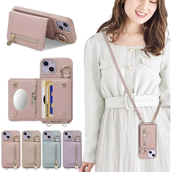 対応 17 AIR ケース 手帳型 ショルダー おしゃれ スマホケース 斜めがけ 肩掛け 首掛け リング付き スマホカバー 収納 ミラー付き女性 軽量 PUレザー 耐衝撃 携帯ケース カード収納