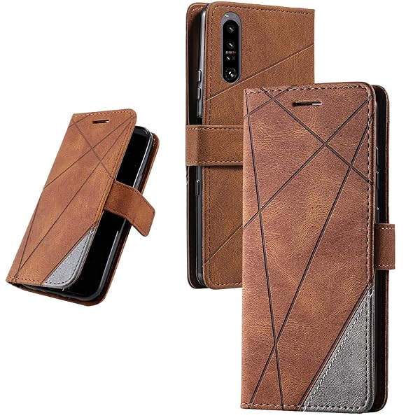 UnivoColors Sony Xperia 1 IV（SOG06/SO-51C）手帳型ケース カード収納 スタンド機能 サイドマグネット TPUケース 軽量 ストラップ付き QI充電対応 横置き機能 防指紋 レンズ保護 全面保護 (ブラウン)